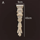 Retro Vintage Wood Carved Onlay Applique Carpenter Frame Decal Furniture Decoration Wooden Craft Decorative Door Flower Ornament