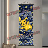 Printed Pokemon Poster, Anime Wall Artwork, Gengar Eevee Pikachu Images, Scroll Paintings, Retro Artist Home Living Room Decor