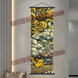 Printed Pokemon Poster, Anime Wall Artwork, Gengar Eevee Pikachu Images, Scroll Paintings, Retro Artist Home Living Room Decor