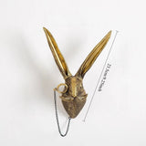 Antique Bronze Resin Animal Pendant Golden Deer Head Wall Storage Hook Up Background Wall Accessories Decorative Figurines