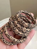 5Pcs High Elasticity Leopard Pattern Hair Scrunchies, Women Vintage Hair Tie Ponytail Holder Hair Accessories Hair Ties