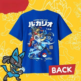 2025 Summer Pokémon Anime LUCARIO 100% Pure Cotton Printed T-shirt Men Harajuku Loose Casual Versatile Short-sleeved Loose Y2k