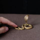 Antique Bronze Cobra Boa Snake Statue Miniature Figurines Copper Zodiac Animal Desk Decorations Tea Pets Ornaments Brass Crafts