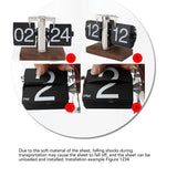 Flip Desk Clock Auto Mechanical Flip 24H Wood Base Stainless Steel Vintage Retro Digital Table Clock for Home Office
