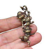 1Pc Antique Copper Climbing Monkey Figurine Miniature Desktop Ornament Hanging Brass Funny Animal Home Decoration Accessories