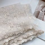 Vintage Hollow Lace Scarf Women's Shawl Silk Scarf Transparent White Gauze Embroidered Thin Cotton and Linen Spring and Autumn