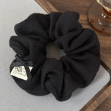 Tie Set with Vintage Butterfly Bow, Fabric Patch Large Intestine Design Knitted Bun Headband and Low Ponytail Hair Rope