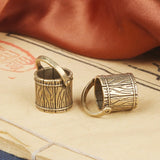 2pcs Antique Small Copperware Buddha Tea Mini Bucket Set Copper Teacup Brass Keychain Pendant Home Decoration Crafts Gift