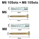 20/50/100sets Metal Serrated Expansion Tube Self Tapping Screws Pipe Drilling Plug for Concrete Wall Anchors Fasteners Bolt Kits