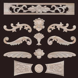 Antique Onlays Mouldings Rubber Wood Appliques for Furniture Home Decoration Wood Figurines for Decor Wood Carving Decal