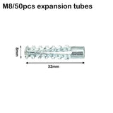 20/50/100sets Metal Serrated Expansion Tube Self Tapping Screws Pipe Drilling Plug for Concrete Wall Anchors Fasteners Bolt Kits