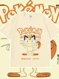 Pokémon Anime Mew Printing Oversized Cotton T-shirt Men and Women Comfortable Fashion Y2K Children's Clothing Summer T-shirt
