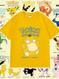 Pokémon Anime Mew Printing Oversized Cotton T-shirt Men and Women Comfortable Fashion Y2K Children's Clothing Summer T-shirt