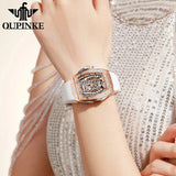 OUPINKE 3225 Women's Watch Big Dial Skeleton Mechanical Watch For Women Diamond Luxury Deep Waterproof Automatic Wrist Watches