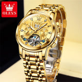 OLEVS 9910 Mens Watch Original Luxury Tourbillon Automatic Mechanical Watche Waterproof Luminous  Day-Date Watch With Box Reloj