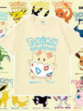 Pokémon Anime Mew Printing Oversized Cotton T-shirt Men and Women Comfortable Fashion Y2K Children's Clothing Summer T-shirt
