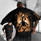 New Pokemon 2025 Summer Men's Cotton T-Shirt Super Loose Anime Charizard Printed Street Trend Casual Loose Fit Parent-child Top