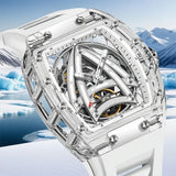 PINDU New Design Luxury Brand Men's Mechanical Watch Skeleton Mechanical Sapphire Glass Stainless Steel Waterproof Watch