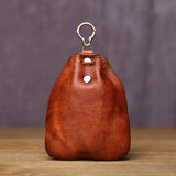 JLFGPJ Men's Genuine Leather Drawstring Vintage Wallet Vegetable Tanned Top Layer Cowhide Handmade Antique Simple Coin Purse