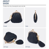 Coin Purse Kiss Lock Coin Purse for Women Large Capacity Coins Pouch Vintage Change Purse Genuine Leather Small Wallet for Women