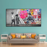 Lift The Curtain LOVE IS ALL WE NEED Graffiti Art Canvas Painting Street Art Pop Poster Picture Print for Living Room Home Decor