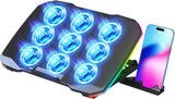 Gaming Laptop Cooling Pad with 9 Quiet Fans, Adjustable Stand for 12-17 Inch, USB Ports and Phone Holder