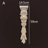 Retro Vintage Wood Carved Onlay Applique Carpenter Frame Decal Furniture Decoration Wooden Craft Decorative Door Flower Ornament