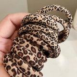 5Pcs High Elasticity Leopard Pattern Hair Scrunchies, Women Vintage Hair Tie Ponytail Holder Hair Accessories Hair Ties