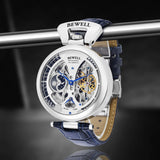 High-End Waterproof Automatic Mechanical Watch with Genuine Leather Strap And Stainless Steel Transparent Back Cover