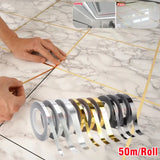 50M Self-Adhesive Tile Sticker Tape Gold Silver Floor Waterproof Wall Gap Sealing Strip tile beauty seam sticker Home Decoration