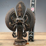 Tibetan Buddhist Eleven-Faced Thousand-Armed Avalokiteshvara Bodhisattva Bronze Statue for Home Worship Display