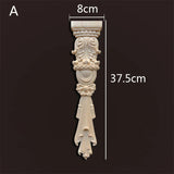 Retro Vintage Wood Carved Onlay Applique Carpenter Frame Decal Furniture Decoration Wooden Craft Decorative Door Flower Ornament