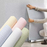 50cmX10/2.8m Linen 3D Foam Self-adhesive PVC Solid Color Thickened Waterproof Background Wall Renovation Wallpaper Wall Stickers