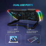 Gaming Laptop Cooling Pad with 9 Quiet Fans, Adjustable Stand for 12-17 Inch, USB Ports and Phone Holder