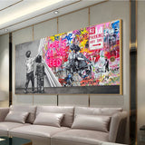 Lift The Curtain LOVE IS ALL WE NEED Graffiti Art Canvas Painting Street Art Pop Poster Picture Print for Living Room Home Decor