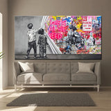 Lift The Curtain LOVE IS ALL WE NEED Graffiti Art Canvas Painting Street Art Pop Poster Picture Print for Living Room Home Decor