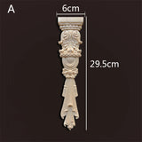 Retro Vintage Wood Carved Onlay Applique Carpenter Frame Decal Furniture Decoration Wooden Craft Decorative Door Flower Ornament