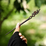 Retro Ebony Hairpin Chinese Antique Style Carved Hairpin Simple Temperament Qipao Hanfu Dished Hair Accessories for Women