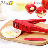 Garlic Press Slicer Mincer 2 In 1 Kitchen Ginger Presser Veggies Crusher Peeler Ricer With Cleaning Brush PP Chopper Tool Set