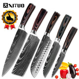 XITUO Kitchen Knives Stainless Steel Damascus laser pattern Knife Paka Wood Handle Fruit Vegetable Meat Cooking Tools Accessorie