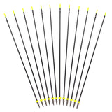3/6/12pcs 82 cm Length Glass Fiber Black Shaft Fishing Arrow for Hunting Shooting with Arrow Heads and Safety Slides