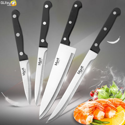 Kitchen Knife High Carbon Stainless Steel 3.5 5 8 inch Paring Utility Carving Chef Knife 4 piece Set 3CR13 420C Meat Fruit Tools