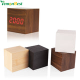 Wooden LED Digital Alarm Clock With Thermometer LED Display Temp Date Calendars Electronic Desktop Digital Table Clocks For Gift