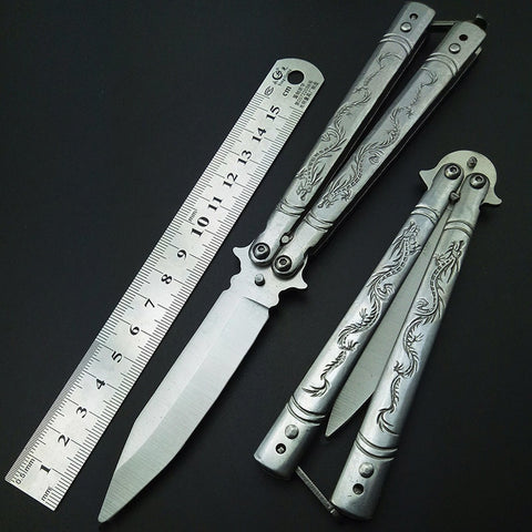 Butterfly in Knife Fly Dragon Coated Training Folding Knife Butterfly Not Sharp Butterfly No Edge Gift Practice Tools 