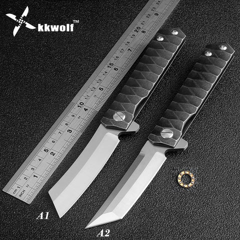 KKWOLF New pocket folding knife D2 blade camping hunting survival tactical knives ball bearing Flipper washer EDC tools defense