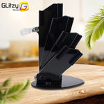 High Quality Black Acrylic Kitchen Ceramic Knife Holder for 3'' 4'' 5'' 6'' inch Knives with peeler Cutlery Stand Block Tool  