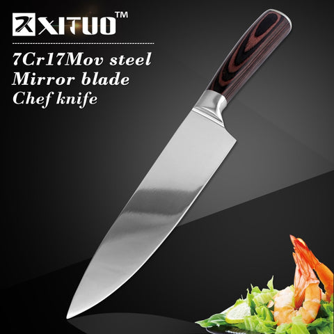 XITUO Sharp multi japan kitchen knife 8"inch chef knife 7CR17Mov stainless steel Santoku knives meat cleaver kitchen accessories