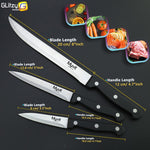 Kitchen Knife High Carbon Stainless Steel 3.5 5 8 inch Paring Utility Carving Chef Knife 4 piece Set 3CR13 420C Meat Fruit Tools