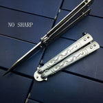 6.8 inch Stainless Steel Silver titanium Training Knife Butterfly in knife Folding Knifes Butterfly Trainer No Edge gift for him