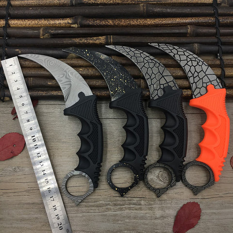 Sharp CS GO Counter Strike claw Karambit Knife Neck Knife with Sheath Tiger Tooth Real game Knife Damascus coating camping knife